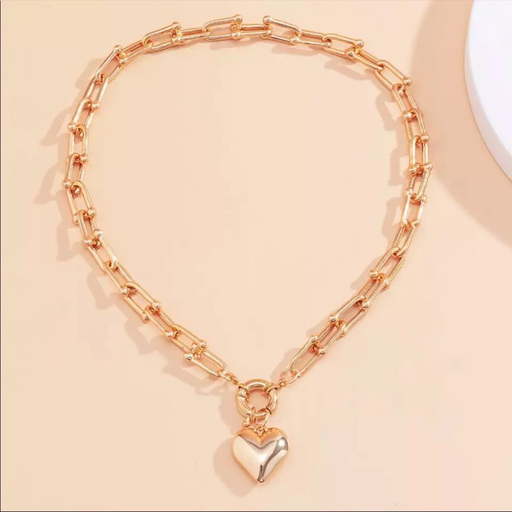 NEW 18K GOLD HOP LOVE HEART CHOKER NECKLACE - Picture 3 of 5